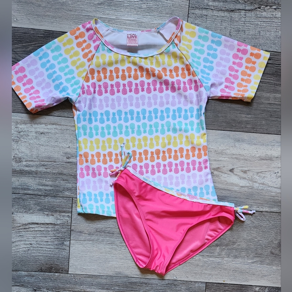 REAL LOVE Girls Rainbow/Pineapple Bikini Swimsuit